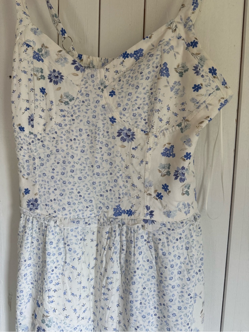 White and Blue Floral Maxi Dress by - Picture 2 of 5